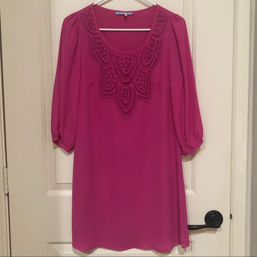 Francesca’s pink embroidered dress